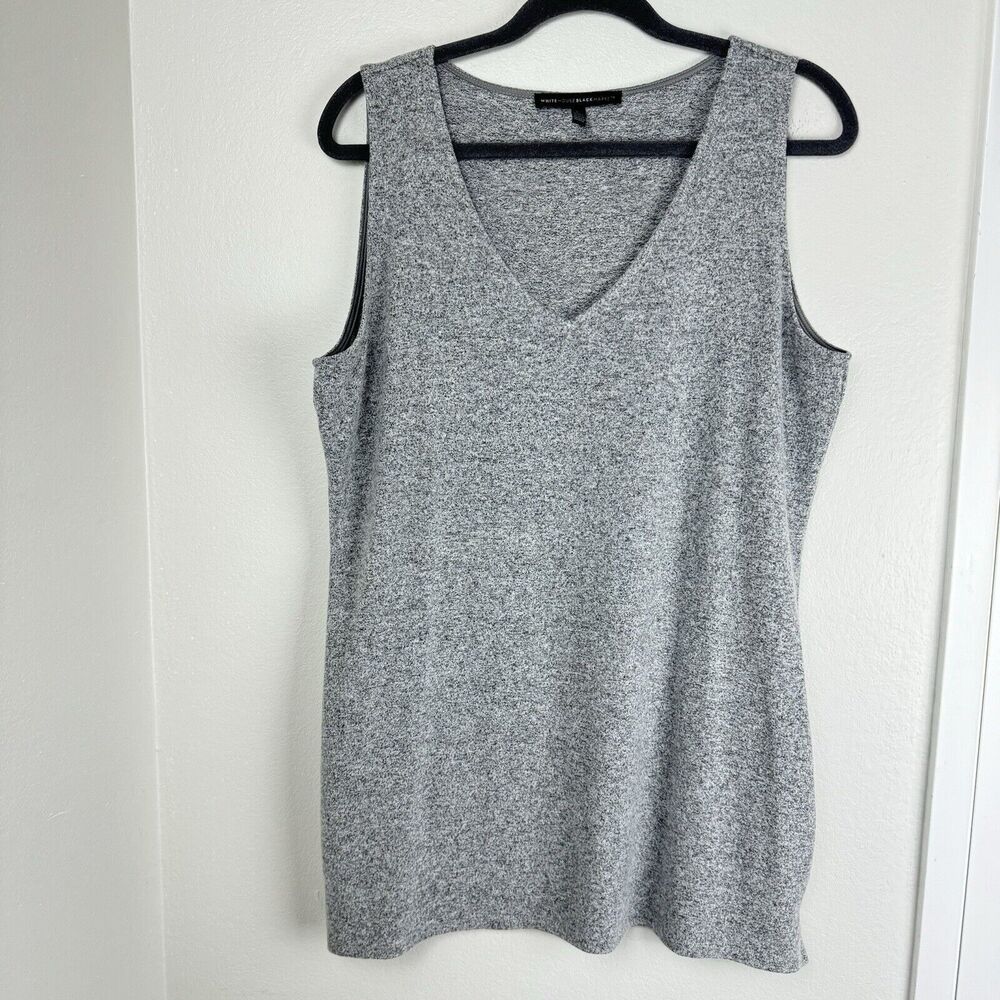 WHBM White House Black Market Grey V-Neck Tunic Sweater Tank Top Size Large